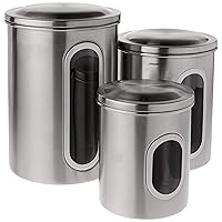 Fox Run 6103 Canister Set, Stainless Steel, 3-Piece Metallic, 5.75 x 6 x 8.5 inches
