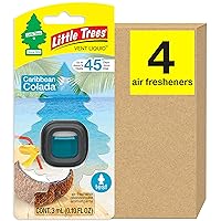 LITTLE TREES Caribbean Colada Car Air Freshener, 4 Vent Liquid Providing Long-Lasting Scent for Auto or Home, Compact Design, Fully Adjustable, Concentrated Fragrance Oil, 45 Days