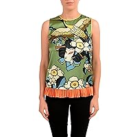 DSQUARED2 Women's 100% Silk Sleeveless Graphic Blouse Top US XS IT 38