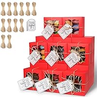 KPOSIYA 120 Pcs Red Bakery Boxes with Window Individual Cupcake Boxes 4x4x2.5 Inches Cookie Boxes Kraft Paper Red Gift Box for Pastries, Cookies, Pie, Donuts, Macaroon