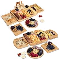 Charcuterie Boards Gift Set, Large Bamboo Cheese Board, Charcuterie Accessories, House Warming Gifts New Home, Wedding Gifts, Birthday Gifts for Women