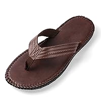 Men Casual PU Leather Flip Flops Thong Sandals Rubber Sole Arch Support Slipper