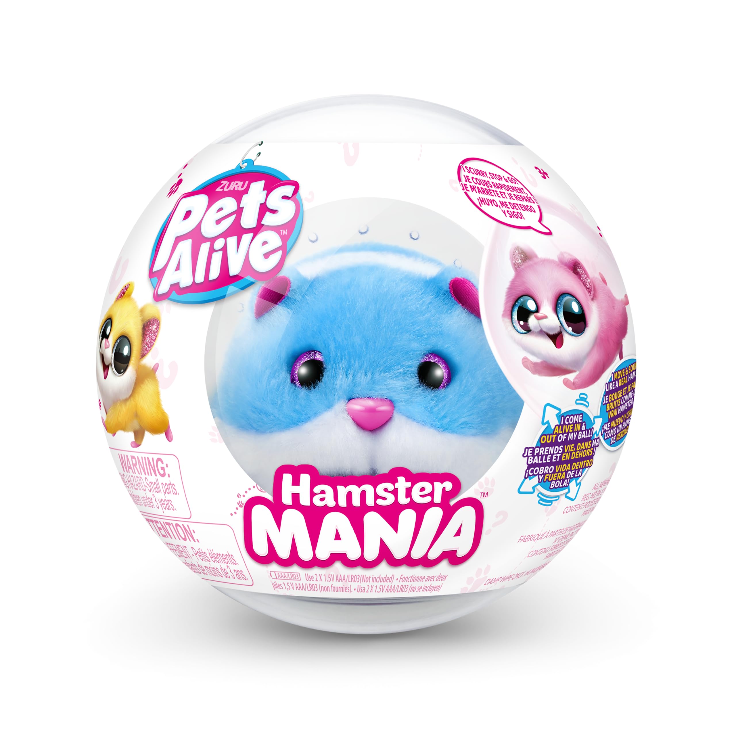 Pets Alive Hamstermania (Blue) by ZURU Hamster, Electronic Pet, 20+ Sounds Interactive, Hamster Ball Toy for Girls and Children