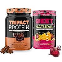Pre Workout Bundle - Tripact Protein & Beet Natural O2, Non-GMO Grass Fed Whey, Premium Nutrition Shake, Probiotic, Nitric Oxide Booster, Gluten Free