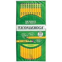 Ticonderoga Wood-Cased Pencils, Pre-Sharpened, 2 HB Soft, Yellow, 72 Count