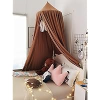 Crib Bed Canopy for Kids Girls, Round Dome Netting Mosquito Net Canopy Bed Curtain for Play Room Baby Bed Indoor Outdoor Princess Castle Hanging House Decoration (Coffee)