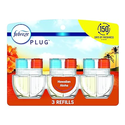 Febreze Odor-Fighting Fade Defy PLUG Air Freshener Refill, Hawaiian Aloha, (3) .87 fl. oz. Oil Refills