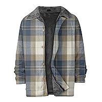 Shirt Jackets For Men Flannel Shirt Jacket Thicken Sherpa Fleece Lined Long Sleeve Lapel Button Down Shirts Jackets