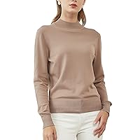 Woolicity Womens Mock Neck Sweater Long Sleeve Knit Pullover Tops Casual Lightweight Jumper Loose Pullover Tops