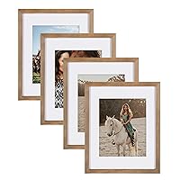 Gallery Wood Photo Frame Set for Customizable Wall Display, Rustic Brown 11x14 matted to 8x10, Pack of 4