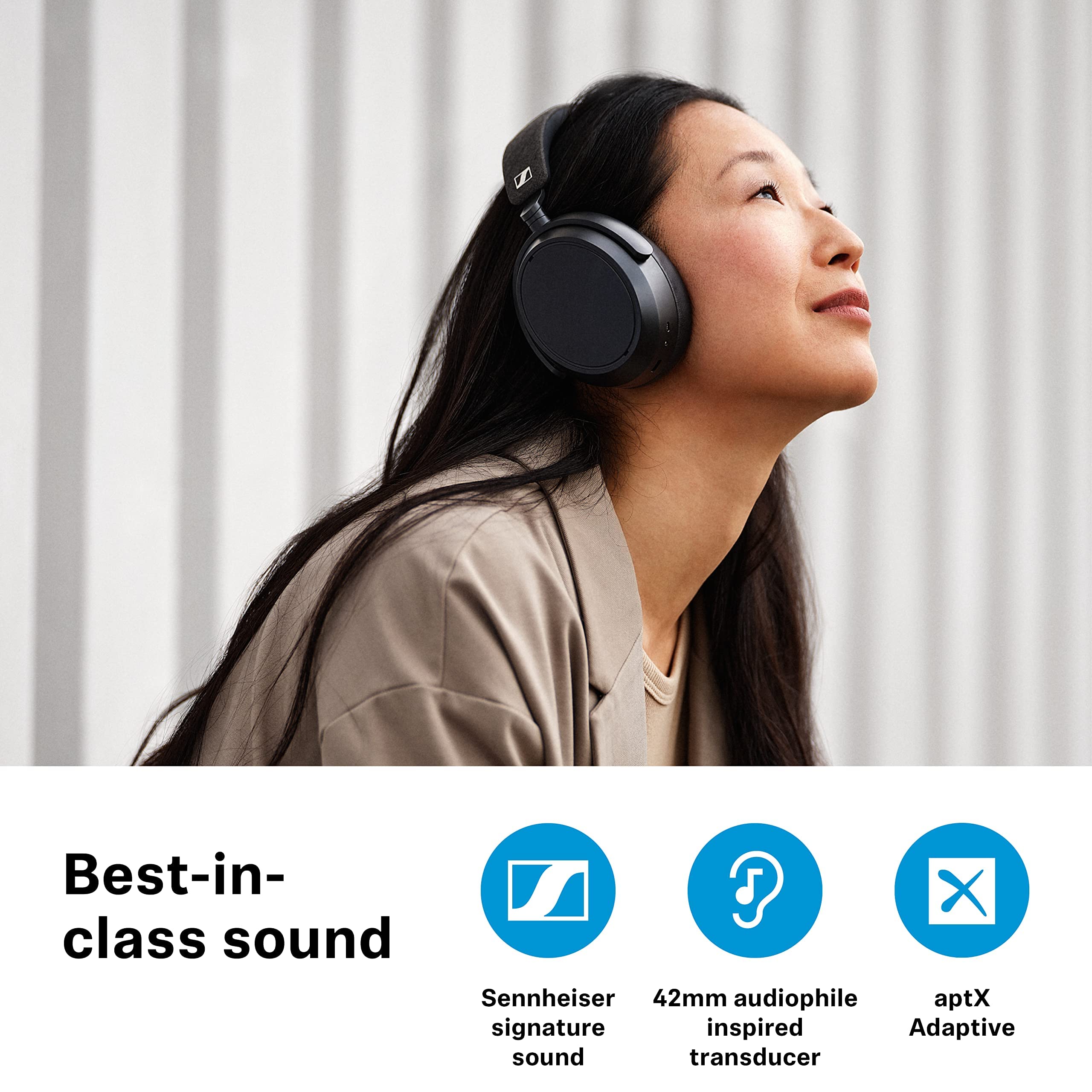 Sennheiser Momentum 4 Wireless Headphones - Bluetooth Headset for Crystal-Clear Calls with Adaptive Noise Cancellation, 60h Battery Life, Customizable Sound - White )