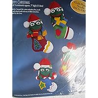 Bucilla Hoppy Christmas - Felt Applique Set of Four Ornament Kit 83979