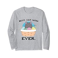 Best Cat Mom Ever, Funny Napping Cat With Yarn Toy Long Sleeve T-Shirt