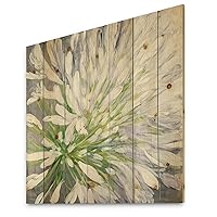 Flower Cleome Splash Ii Traditional Wood Wall Decor, White Wood Wall Art, Large Cottage Wood Wall Panels Printed On Natural Pine Wood Art