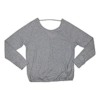 Calvin Klein V-Back Drawstring Hem Long Sleeve Kangaroo Pocket T-Shirt (Pearl Grey Heather, Large)