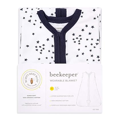 Burt's Bees Baby Unisex-Baby Beekeeper Wearable Blanket, 100% Organic Cotton, Swaddle Transition Sleeping Bag