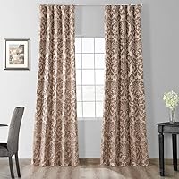 HPD Half Price Drapes Designer Damask Curtains for Living Room - Faux Silk 50 X 84 (1 Panel), JQCH-201266-84, Astoria Taupe & Mushroom