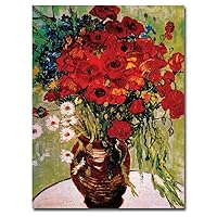 Daisies and Poppies by Vincent van Gogh, 24x32-Inch Canvas Wall Art