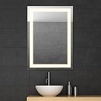 JONATHAN Y MIR102A-2434 Remy 24 in. W x 34 in. H Small Rectangular Frameless Antifog Front-Lit Wall Bathroom Vanity Mirror with Smart Touch