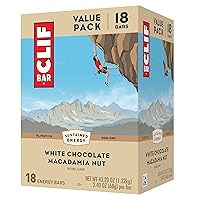 CLIF BARS - Energy Bars - White Chocolate Macadamia Nut Flavor - Made with Organic Oats - Plant Based Food - Vegetarian - Kosher (2.4 Ounce Protein Bars, 18 Count) Packaging May Vary