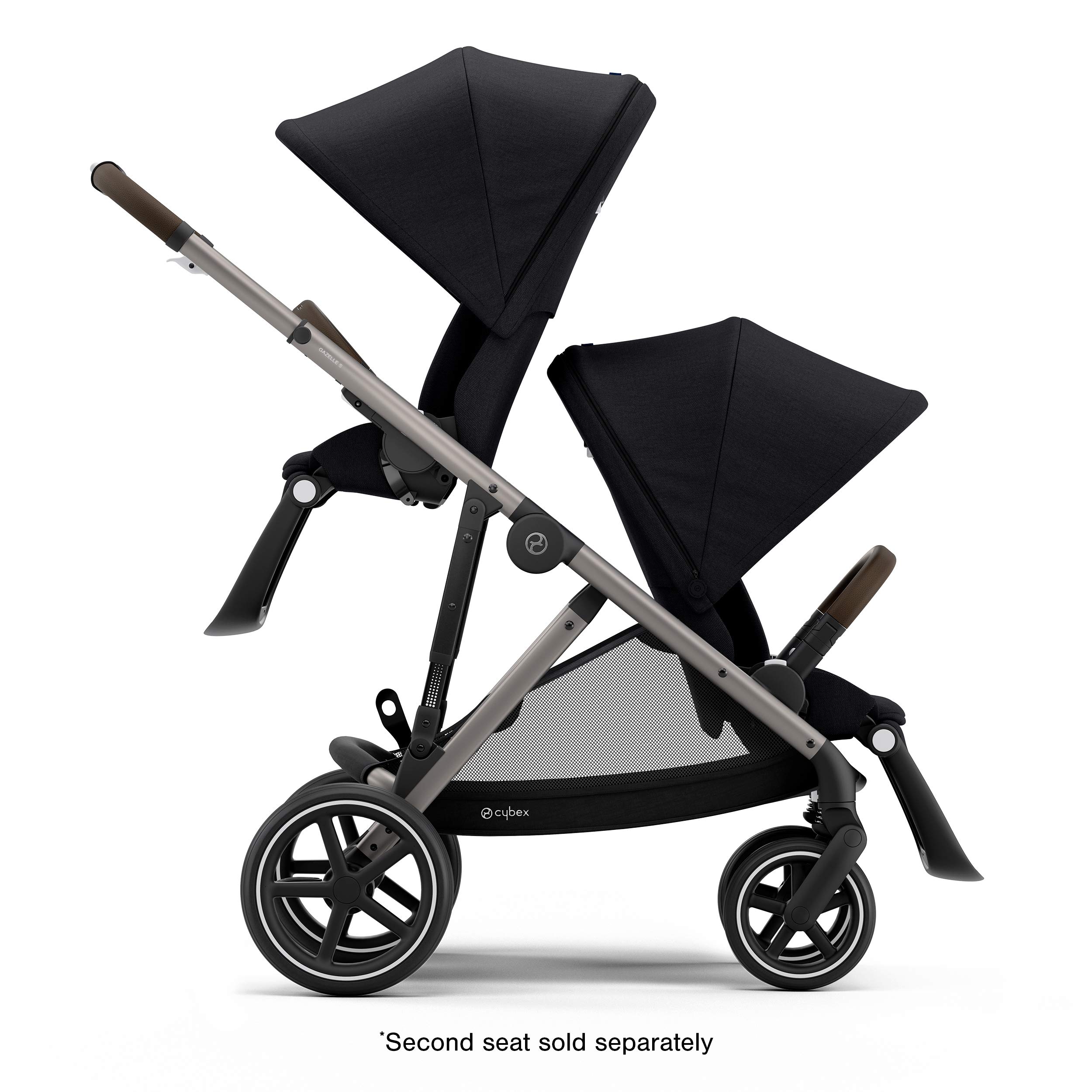Gazelle S Stroller Modular Double Stroller for Infant and Toddler Includes Detachable Shopping Basket Over 20+ Configurations Folds Flat for Easy Storage
