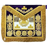 Grand Master Blue Lodge Apron - Purple Gold Hand Embroidery