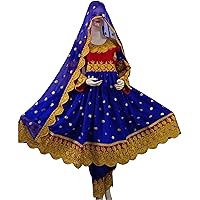 Afghan Kuchi Traditional, Wedding Three Pieces Chiffon Light Weight Embroidered Blue Color Dress
