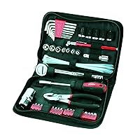 Apollo Tools 56 Piece Compact Metric Auto Tool Set in Zippered Case, Small Mechanic Tool Set for Car, Motorcycle Repair on the Road, Great for Travel - Red - DT9775