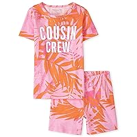 The Children's Place Girls Sleeve Top and Shorts Snug Fit 100% Cotton 2 Piece Pajama Sets