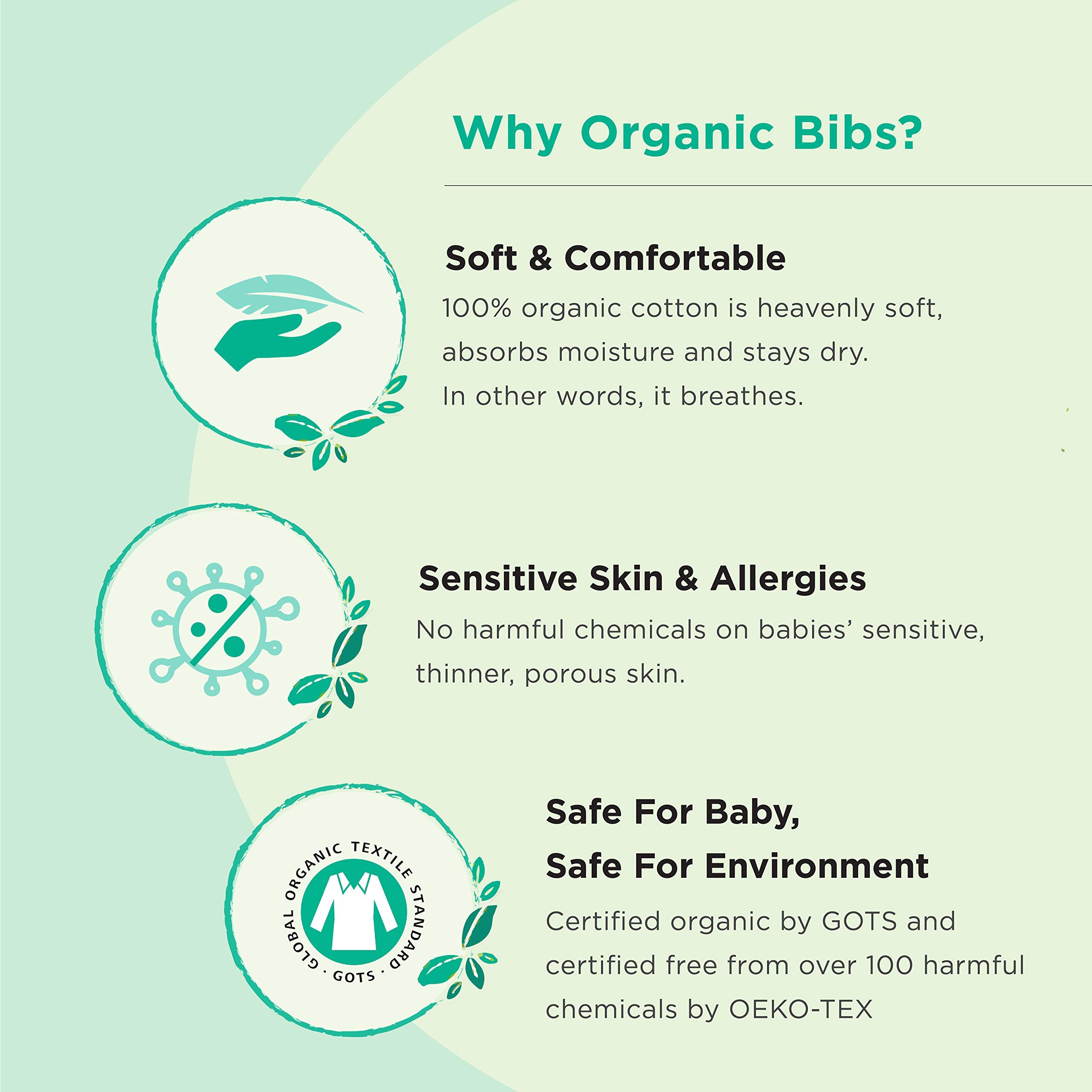 KiddyStar 10-Pack 100% Organic Cotton Baby Bandana Bibs | Drooling Bibs | Feeding Bibs | Toddlers Bibs | Absorbent | Bibdana