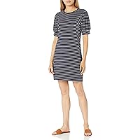 Amazon Essentials Women's Supersoft Terry Relaxed-Fit Short-Sleeve Puff-Sleeve Dress (Previously Daily Ritual)