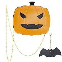 Halloween Pumpkin Purse Pumpkin Shoulder Bag Crossbody Bag Bat Ornament Pumpkin PU Bag for Women Girl