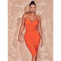 Summer Dresses for Women 2022 Ruched Zip Back Cami Bodycon Dress Dresses for Women