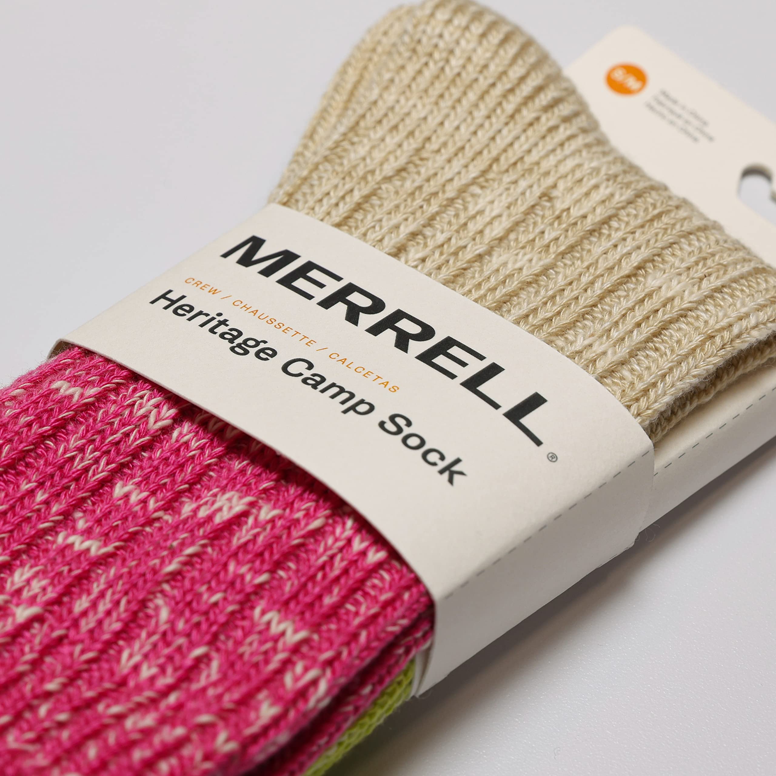 Merrell Men's and Women's Heritage Camp Wool Blend Crew Socks-1 Pair-Heat Transfer Logo and Moisture Wicking