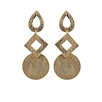 Hook Design Jewelry Large Minimalist Lightning Bolt Metal Earrings Brushed Wavy Celine Abstract 18k Gold Plated on Brass Hook Earrings