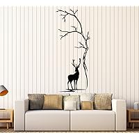 Vinyl Wall Decal Beautiful Deer Tree Animal Nature Hunting Stickers Large Decor (1260ig) Orange