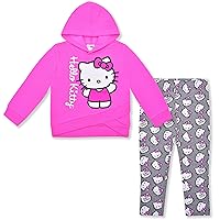 Hello Kitty Girls Hooded Sweatshirt and Legging Pants Set for Infant, Toddler, Little and Big Kids – Grey/Pink