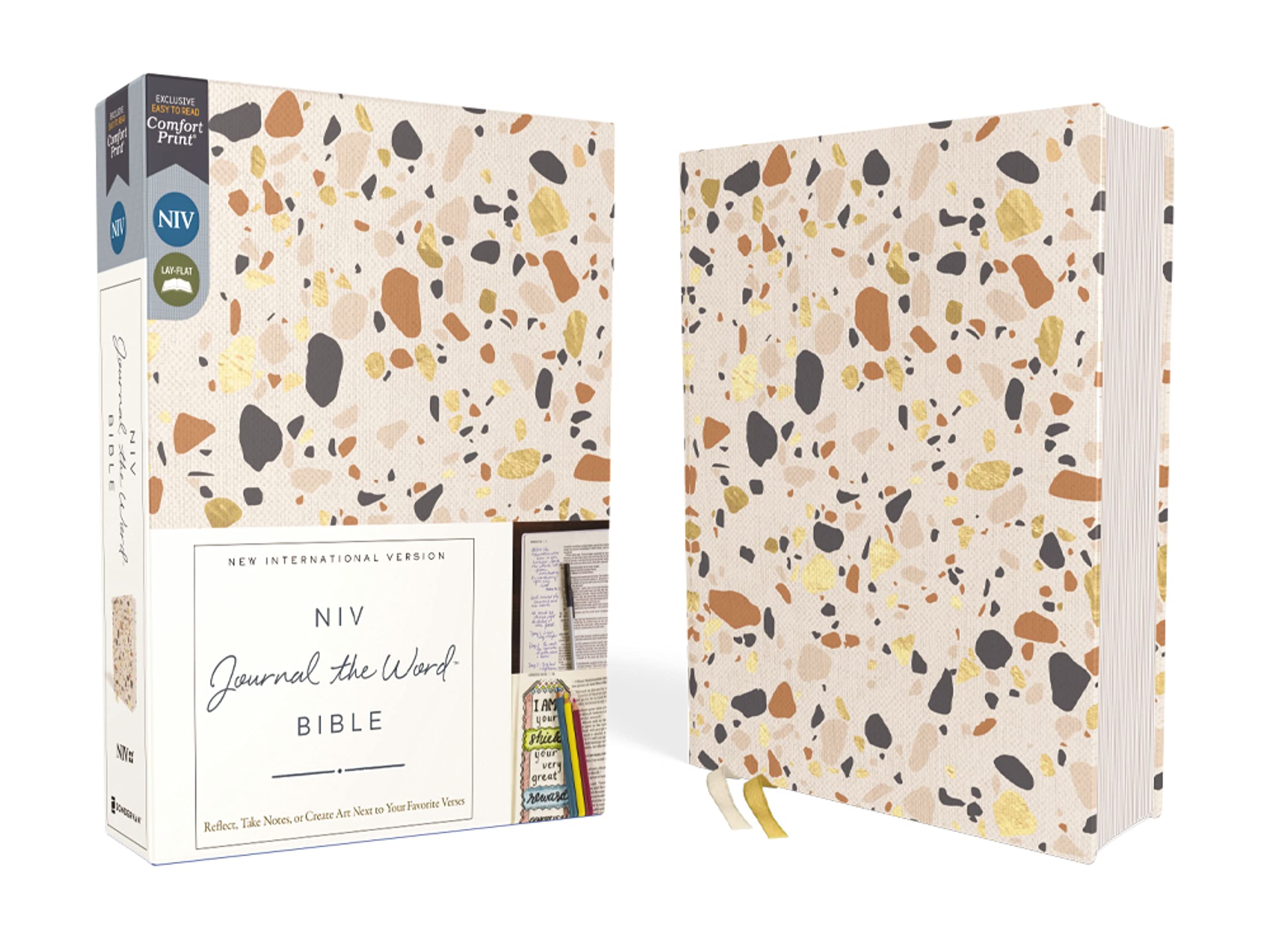 NIV, Journal the Word Bible (Perfect for Note-Taking), Cloth over Board, Cream, Red Letter, Comfort Print: Reflect, Take Notes, or Create Art Next to Your Favorite Verses