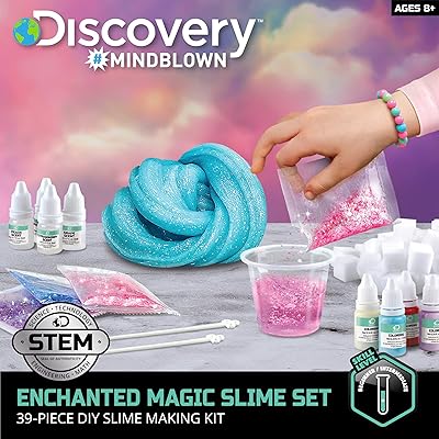 Discovery #Mindblown Magical Colorful Glitter Enchanted Slime Kids Craft  Kit, DIY Educational Chemistry Toy, Make Dazzling Safe & Non-Toxic Slime