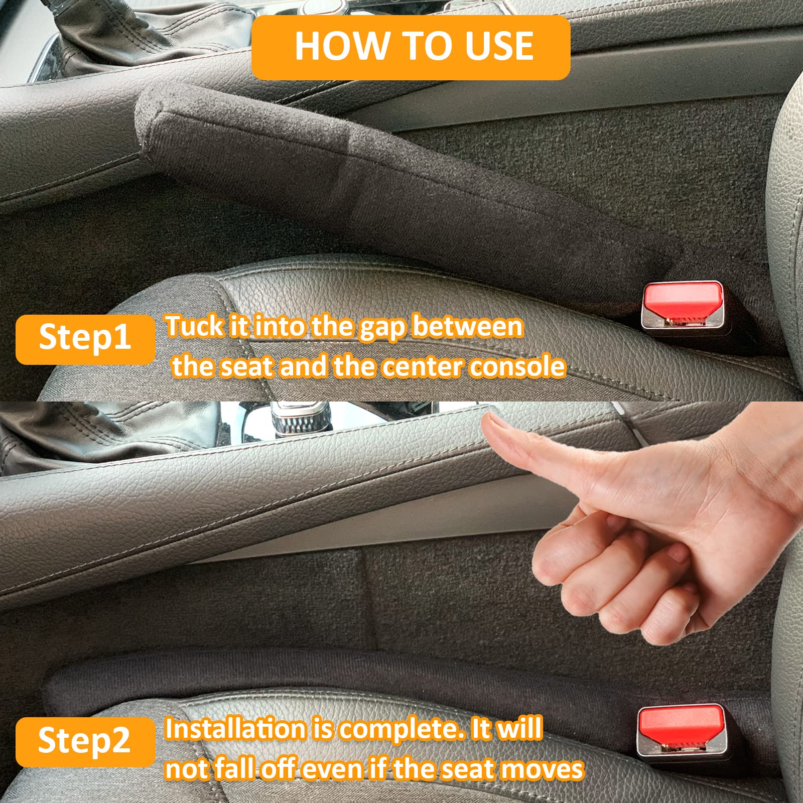 YLXGT Car Seat Gap Filler Universal for Car SUV Truck Fit Organizer Fill The Gap Between Seat and Console Stop Things from Dropping Black 2Pcs