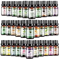 Essential Oils Set, Aromatherapy Essential Oil Kit for Diffuser, Humidifier, Massage, Skin Care (32 x 5ml) - Eucalyptus, Lavender, Tea Tree, Peppermint, Lemongrass, Frankincense, Cinnamon, Sandalwood