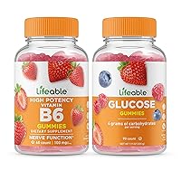 Lifeable Vitamin B6 + Glucose, Gummies Bundle - Great Tasting, Vitamin Supplement, Gluten Free, GMO Free, Chewable