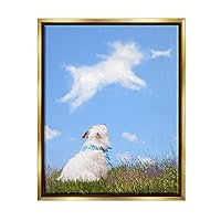 Stupell Industries White Dog Watching Shaped Clouds Chasing Bone, Design by Michael Quackenbush