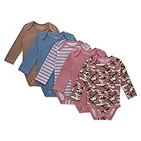 Hanes Unisex-Baby Hanes Baby Long Sleeve Bodysuit, Ultimate Flexy Bodysuits Boys & Girls, 5-Pack