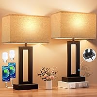 Seealle Bedroom Lamps for Night Stands - Touch Control, 3 Way Dimmable, USB C+A Charging, LED Bulbs, Easy Assembly