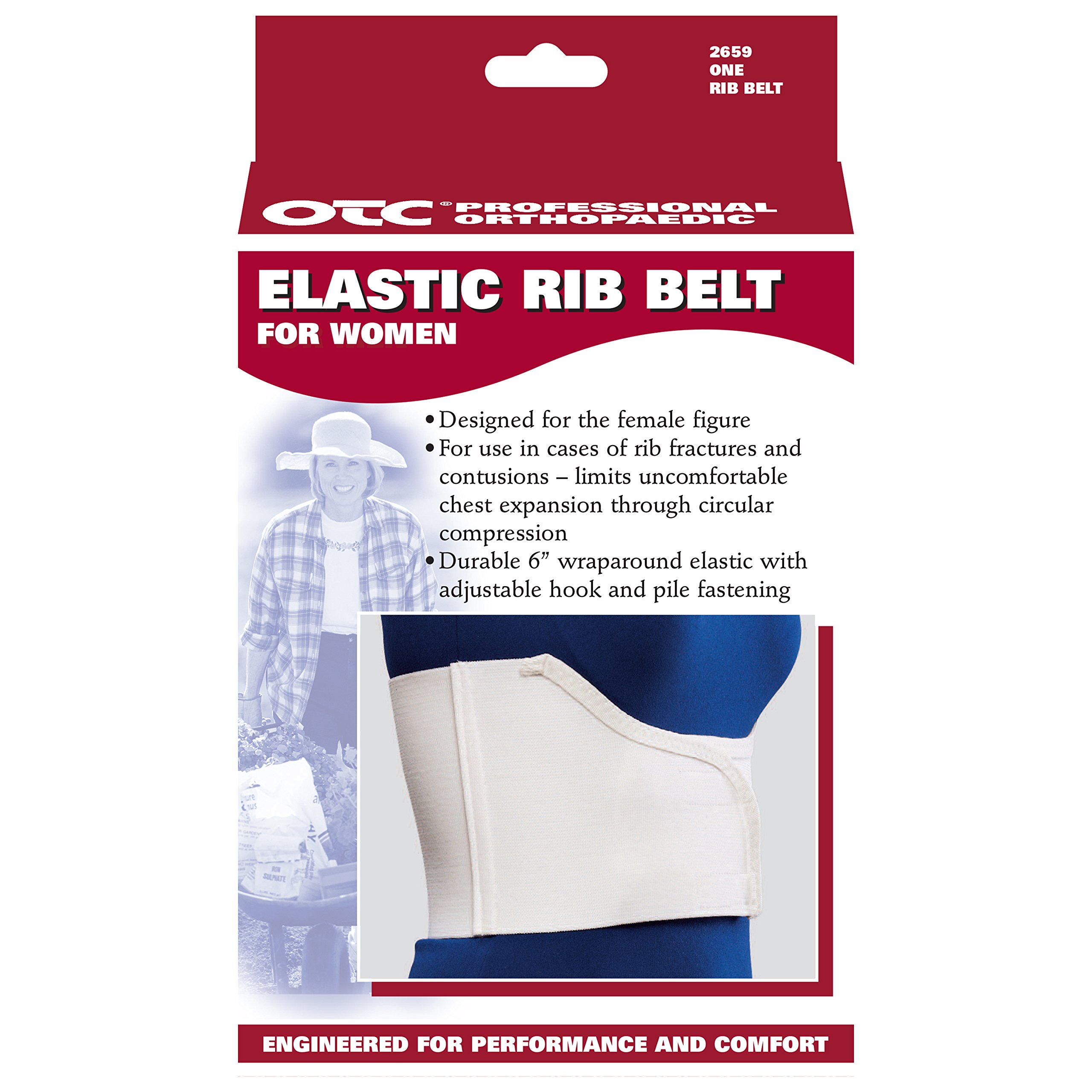 OTC Elastic Chest Panel Universally Adjustable Rib Belt for Women, White, Regular