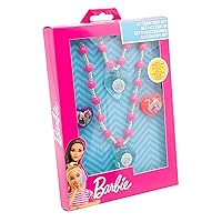 Joy Toy - Barbie Jewellery Set - 2 Rings, 1 Pearl Necklace with Pendant and 1 Pearl Bracelet with Pendant in Gift Box 12 x 4 x 18 cm