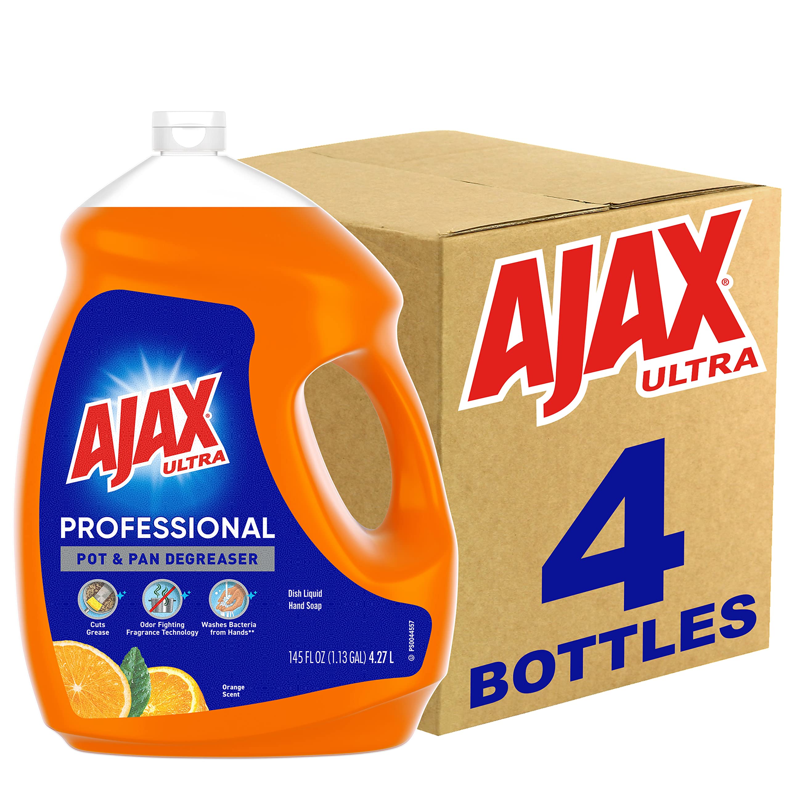 Ajax Ultra Professional Pot & Pan Degreaser Dish Liquid, Orange Scent - 145 Fluid Ounce (pack of 4)