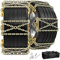 6Pack Snow Chains, Emergency Antiskid Snow Tyre Chains for Passenger Car SUV Truck, For 215mm-285mm Tires, for F150 Chevrolet Dodge Ram Toyota Honda