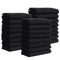 GREEN LIFESTYLE Black Bleach Proof Towels Bulk Sets 100% Cotton 16' X 25' Premium Spa Quality, Super Soft and Absorbent for Gym, Pool, Spa, Salon and Home 24 Pack